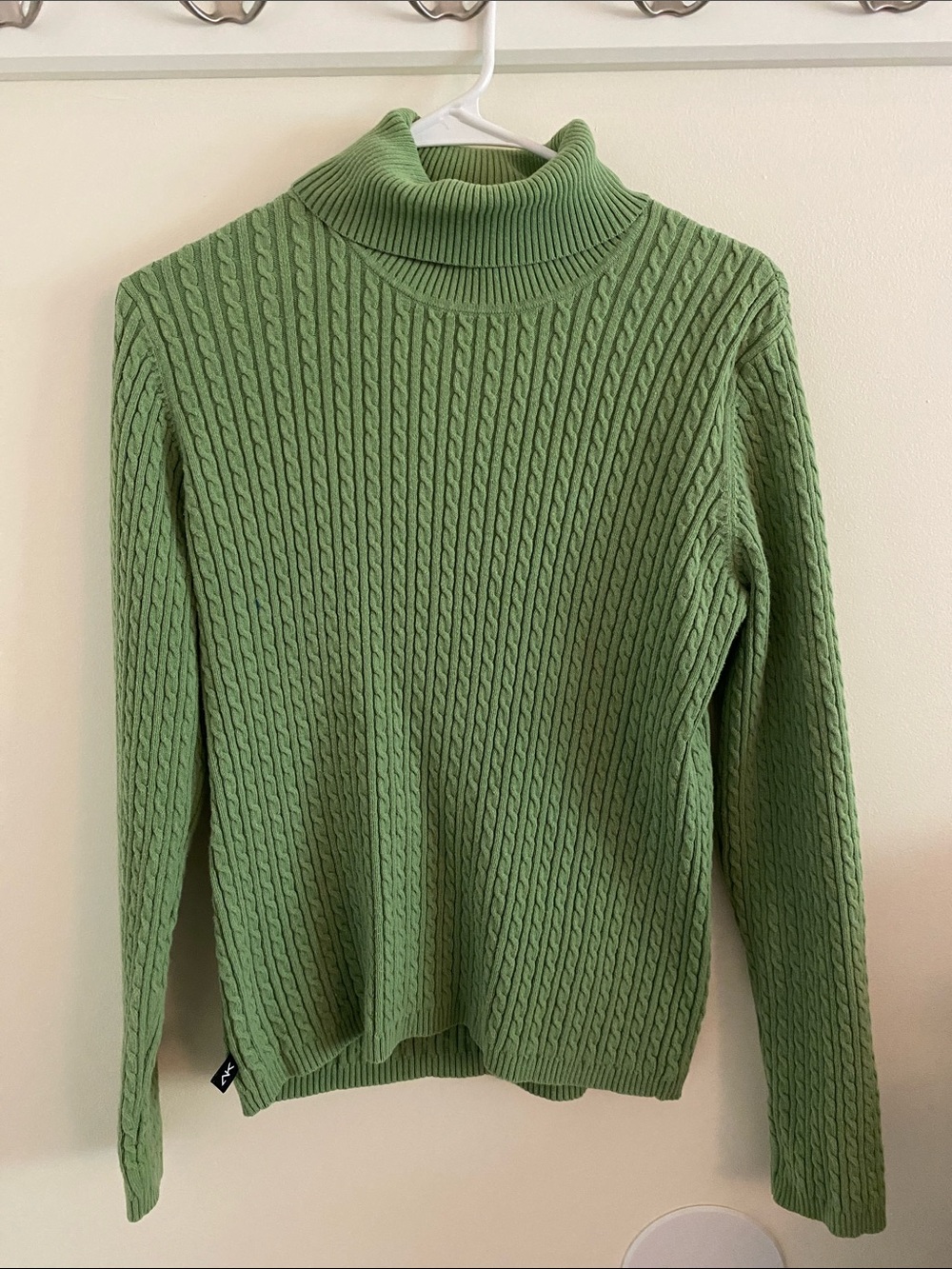 Anne Klein Sport Light Green Cable Turtleneck Sweater